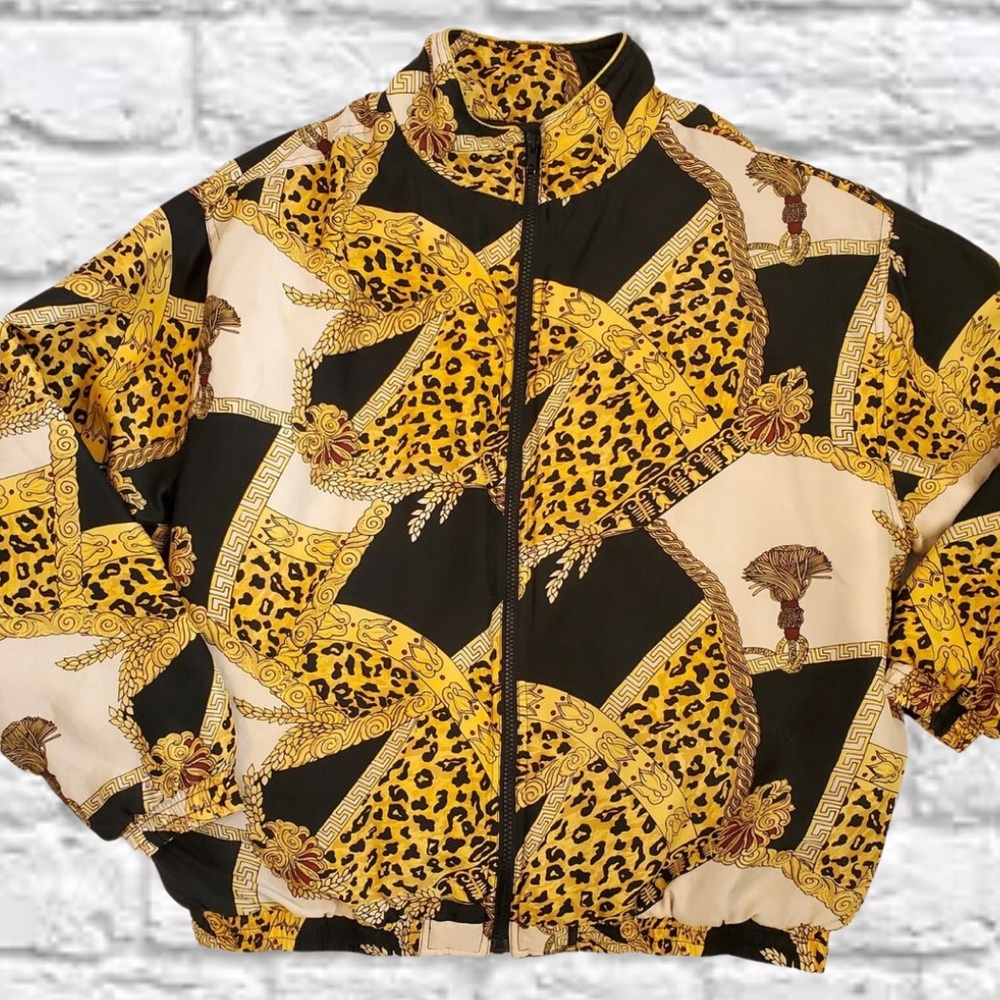 Avon Style Animal Print Barocco Long Sleeve Women’s Bomber 3XL VINTAGE 80’s